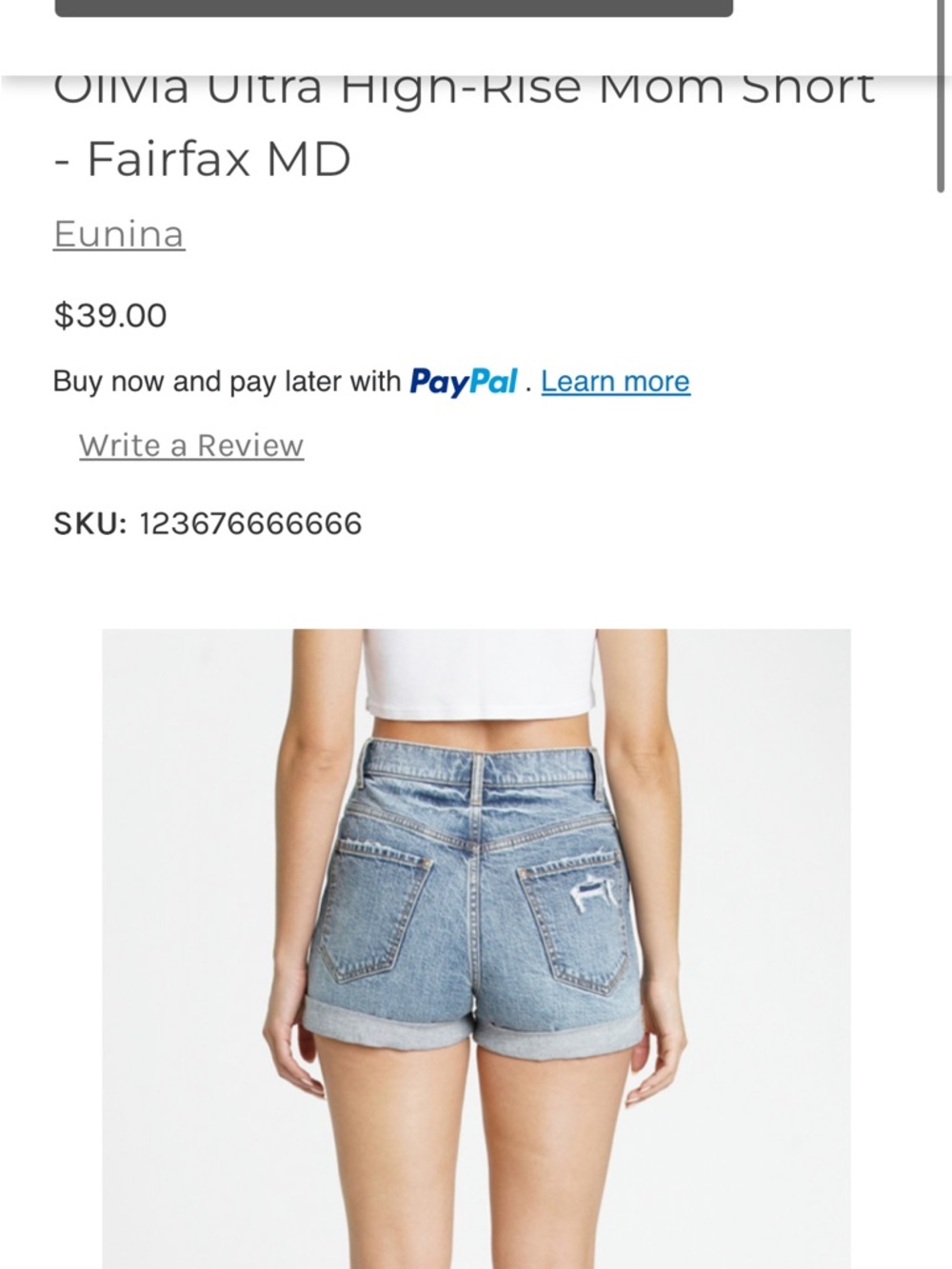 eunina Light Blue High-Rise Mom Jean Shorts with Cuffed Hem